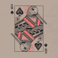 A close up look at the woodcock queen card shirt design.