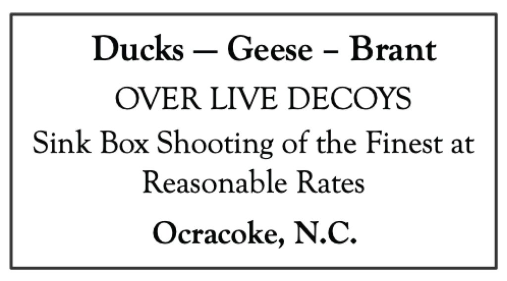 Advertisment for a sinkbox hunting outfitter