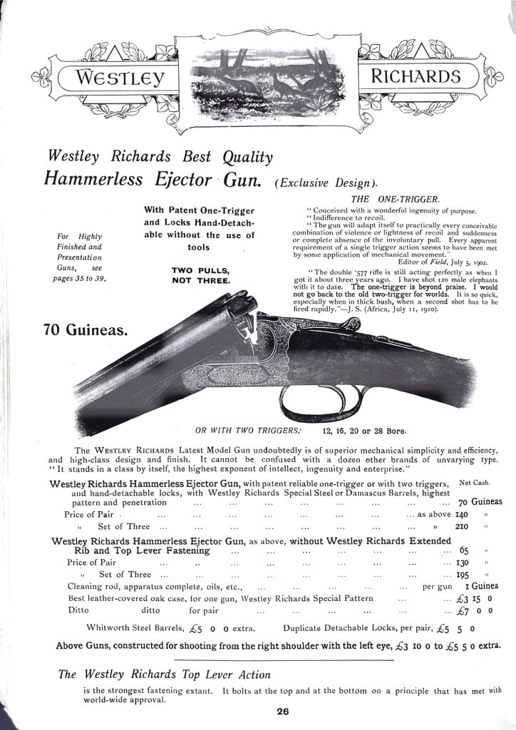 A page from Westley Richards & Co.’s seminal 1912 catalog.