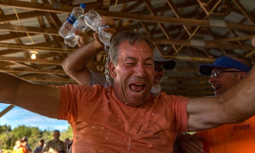 Rick Affuso at the NAVHDA Invitational with his Brittany