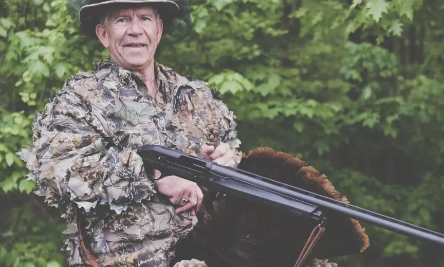 A turkey hunter using a Franchi Affinity.