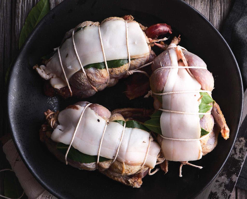 upland birds prepared for cooking
