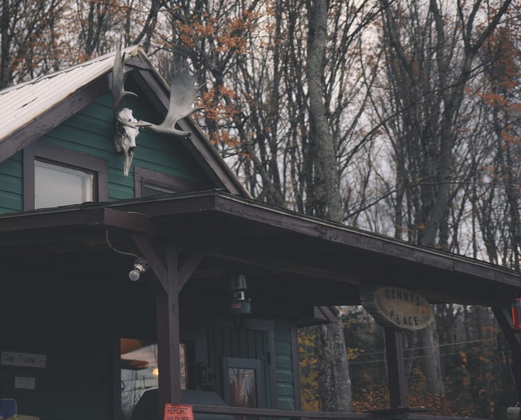 A traditional hunting camp in New Hampshire for grouse, turkey, deer, and moose hunting.