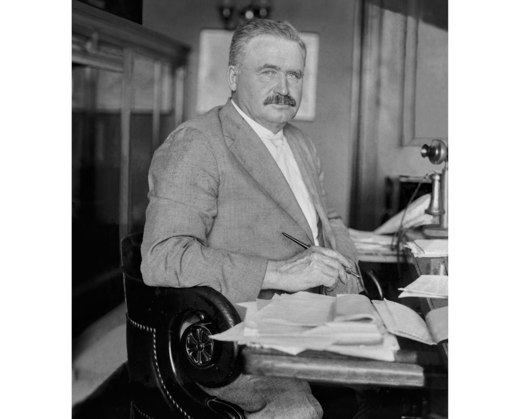 South Dakota Senator Peter Norbeck, 1921, who is credited with the 1929 Norbeck Migratory Game Refuge Bill.